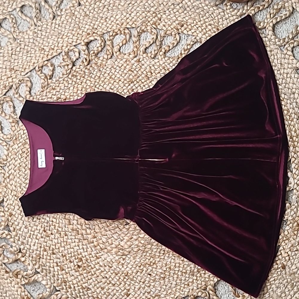 Lacey Lane girls burgandy Velet Dress